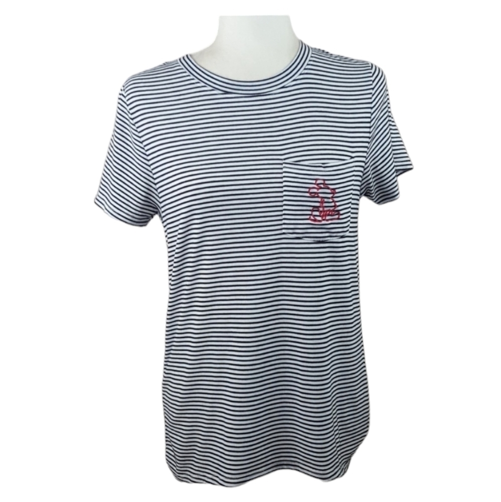 Disney Mickey Black and Embroidered Pocket White Tee